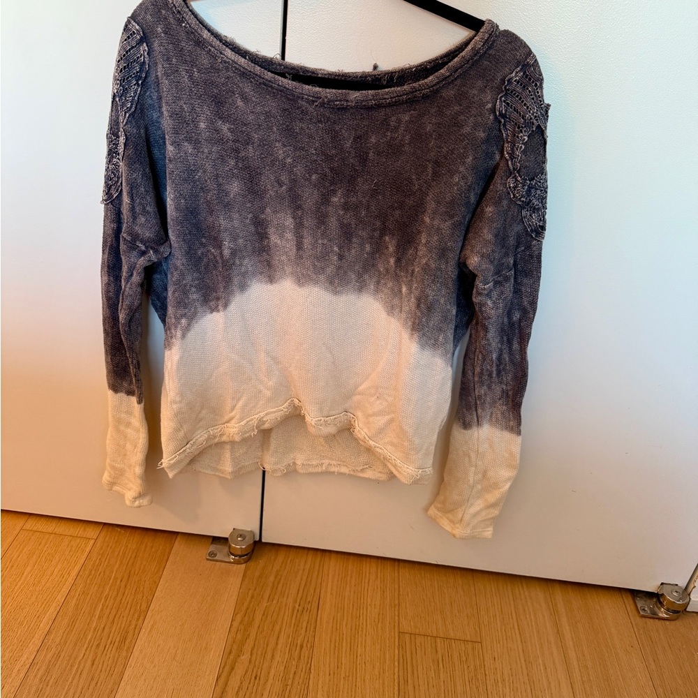 Tobi Gray and Cream Cowl Neck Sweater